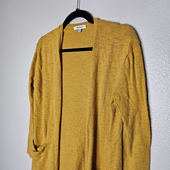 Madewell XXS Yellow Summer Ryder Cardigan Lightweight Cotton Open Front Pockets - Picture 2 of 8